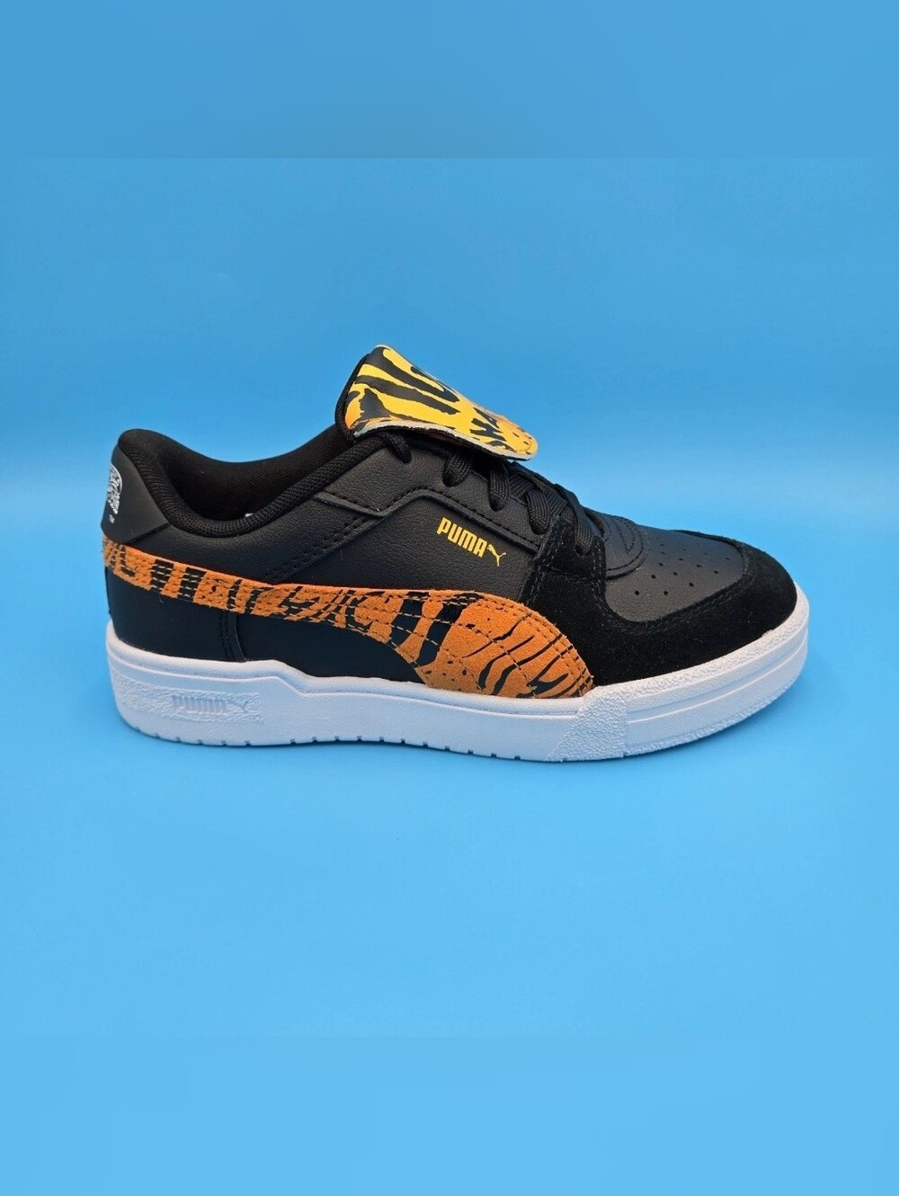 Puma CAR PRO HOT WHEELS Black Sneakers with Orange Stripe 403431 01 Kids 3.5 US